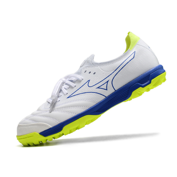 Chuteira Society Mizuno Neo Sala TF Branca, Amarela e Azul - VENI Futebol