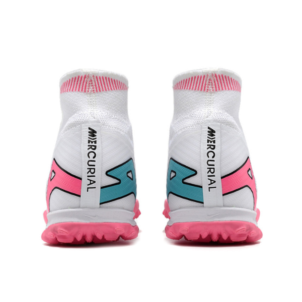 Chuteira Society Nike Zoom Mercurial Superfly 9 Elite TF Branca,Rosa e Azul - VENI Futebol
