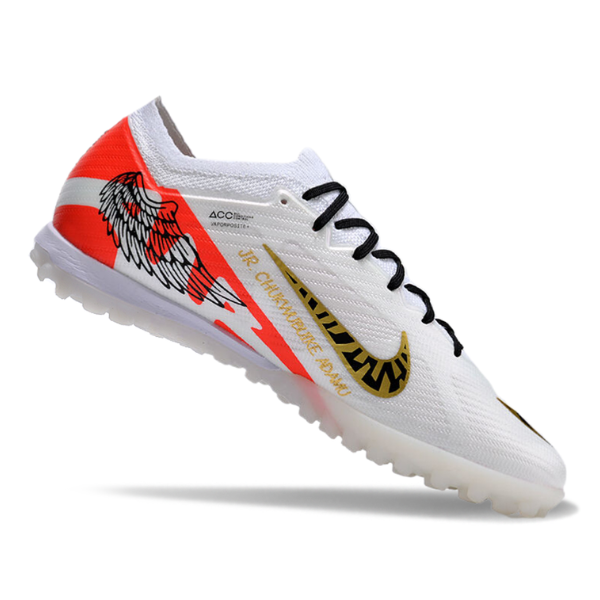 Chuteira Society Nike Zoom Mercurial Vapor 15 Elite TF Branca, Vermelha E Preta - VENI Futebol