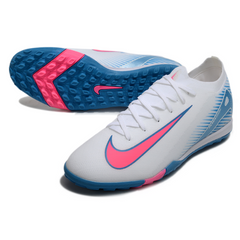 Nike Zoom Mercurial Vapor 16 Elite White Light Blue and Pink Turf TF Football Boot