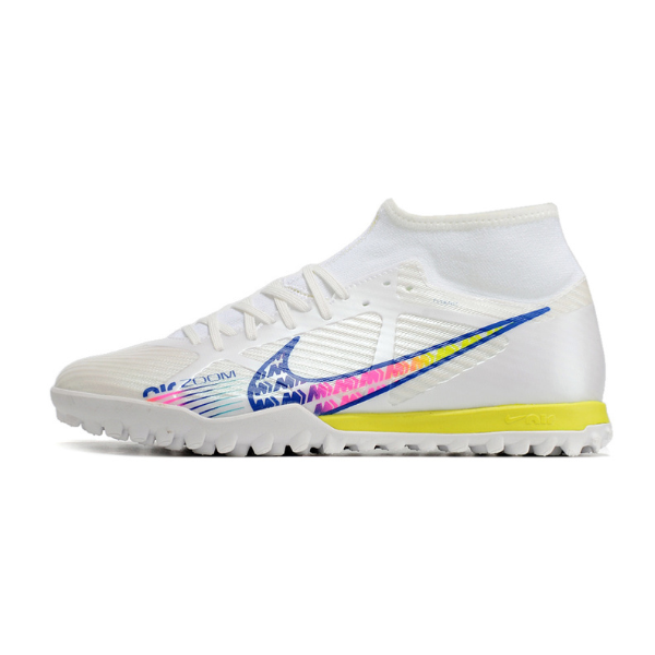 Chuteira Society Nike Zoom Mercurial Superfly 9 Academy TF Branca e Colorida - VENI Futebol