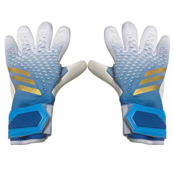 Luva de Goleiro Adidas Predator Accuracy League Branca, Azul Claro e Dourado - VENI Futebol
