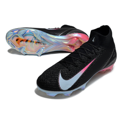 Scarpa da calcio Nike Air Zoom Mercurial Superfly 10 Elite nera, blu e rosa per terreni compatti FG