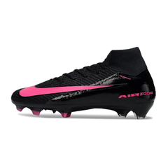 Botas de fútbol Nike Air Zoom Mercurial Superfly 10 Elite negras y rosas para terreno firme (FG).