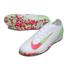 Scarpa da calcio Nike Zoom Mercurial Vapor 16 Elite bianca, verde e rosa Turf TF