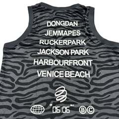 Canotta Jordan a righe nere e grigie 