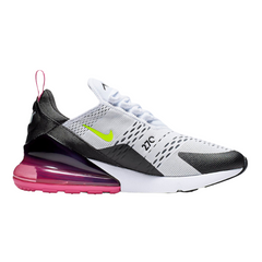 Zapatillas Nike Air Max 270 React negras, fucsias y voltio.