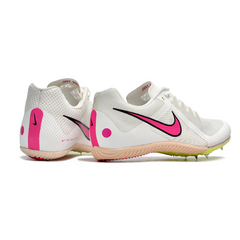 Zapatillas de running con clavos Nike Rival M10 blancas y rosas