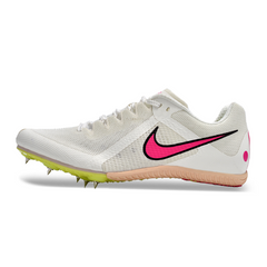 Zapatillas de running con clavos Nike Rival S10 blancas y rosas