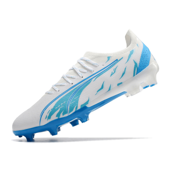 Chuteira Campo Puma Ultra Ultimate FG Branca e Azul - VN Esportes