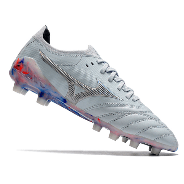 Chuteira Mizuno Morelia Neo III FG Branca,Azul e Vermelho - VN Esportes