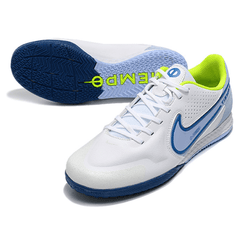 Chuteira Nike Tiempo 9 Legend IC Branca e Azul Claro - VN Esportes